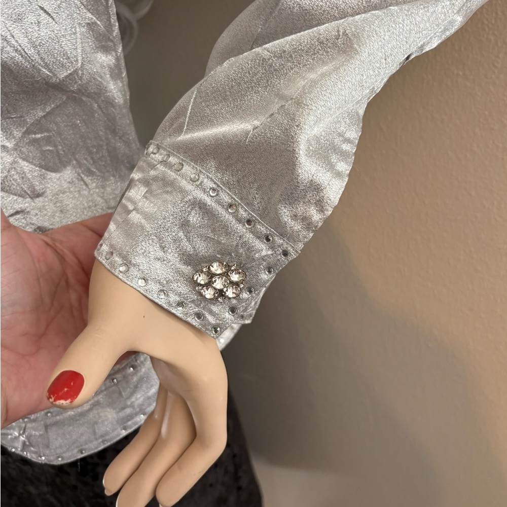 Berek Metallic Silver Rhinestone Jacket - image 3